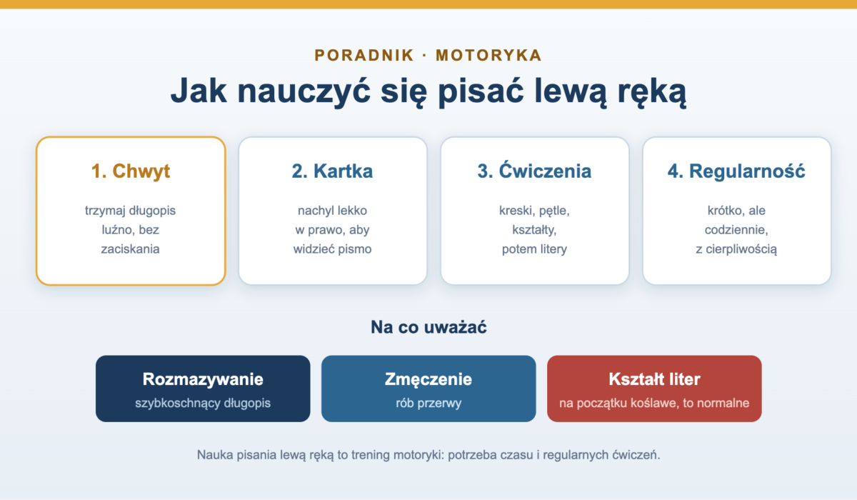 Jak nauczyć się pisać lewą ręką - ćwiczenia krok po kroku
