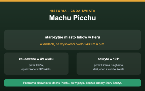 Machu Picchu - gdzie jest, historia i ciekawostki