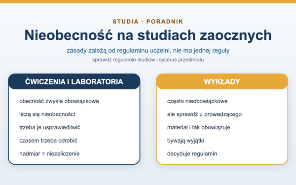 Nieobecność na studiach zaocznych - zasady i usprawiedliwianie